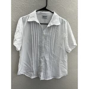 Anthony Richards Womens Blouse Size Unkown White Short Sleeve Button Up